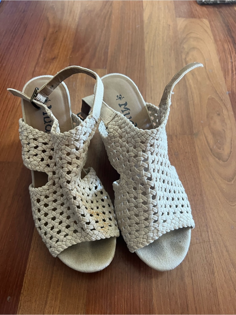 Mudd Woven Cream Slingback Wedge Sandals